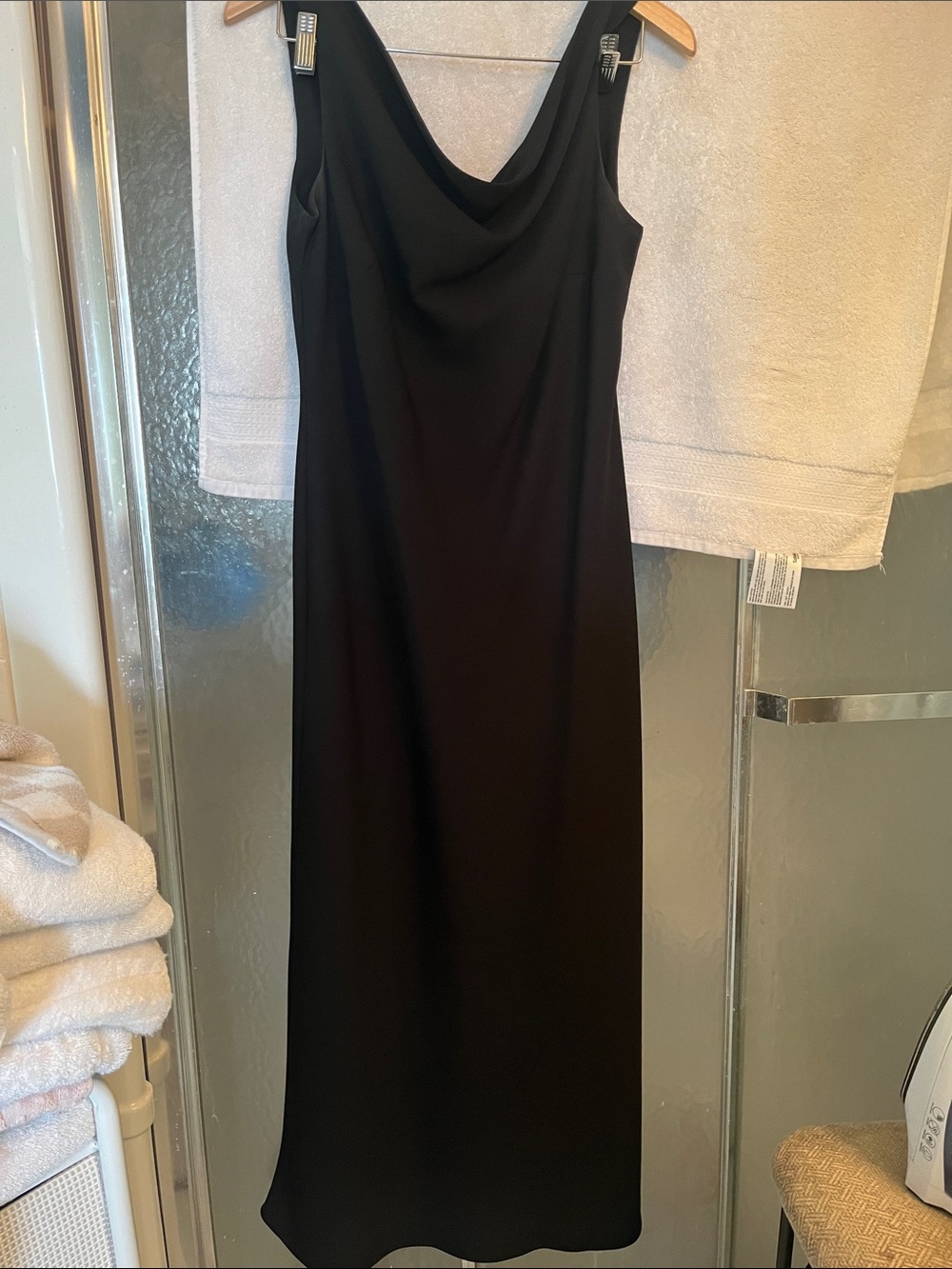 Sleek Black Cowl Neck Maxi Dress - Women